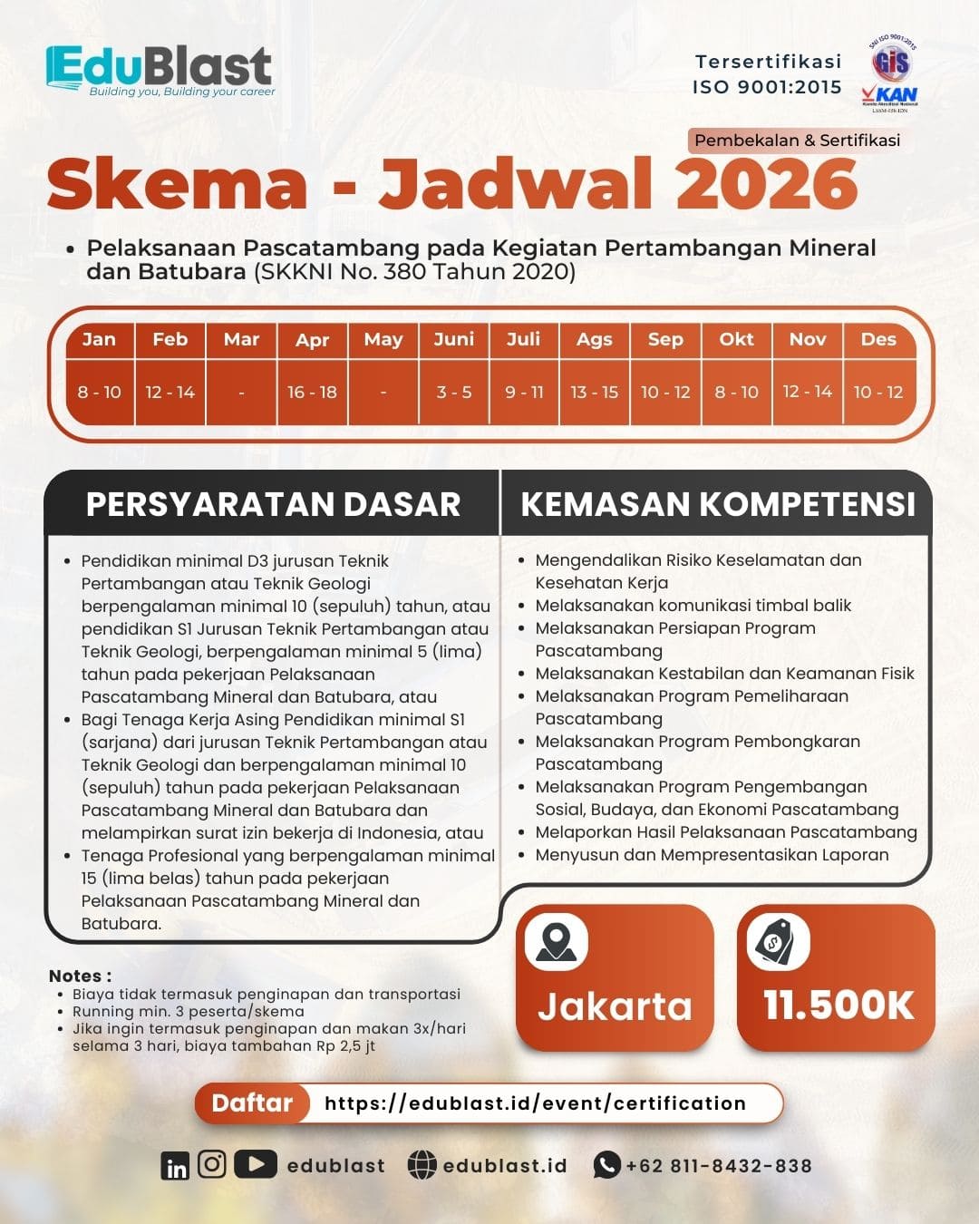Pembekalan dan Sertifikasi Pelaksanaan Pascatambang Pada Kegiatan Pertambangan Mineral dan Batubara