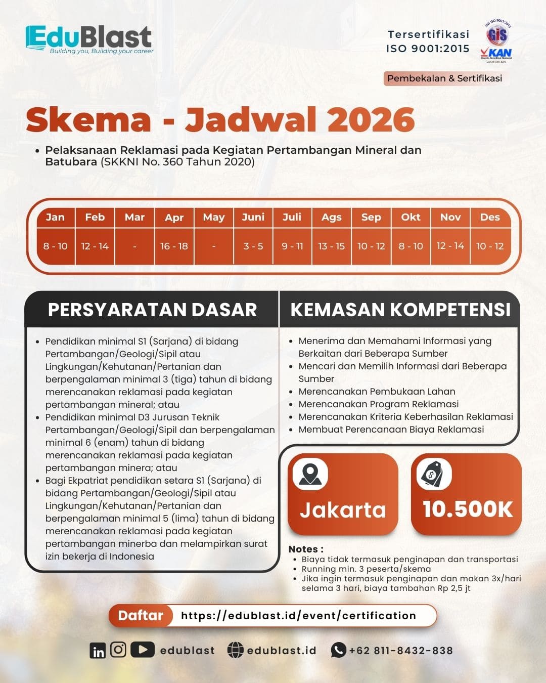 Pembekalan dan Sertifikasi Pelaksanaan Reklamasi pada Kegiatan Pertambangan Mineral dan Batubara