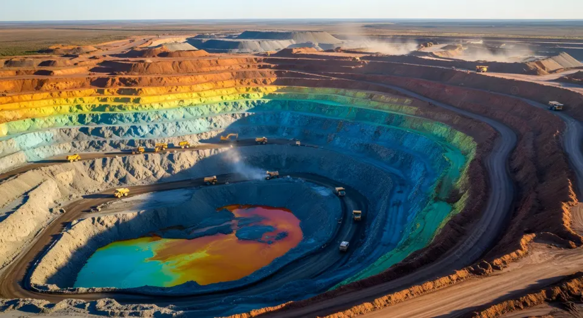 Ilustrasi Pemodelan Geologi — open-pit mine
