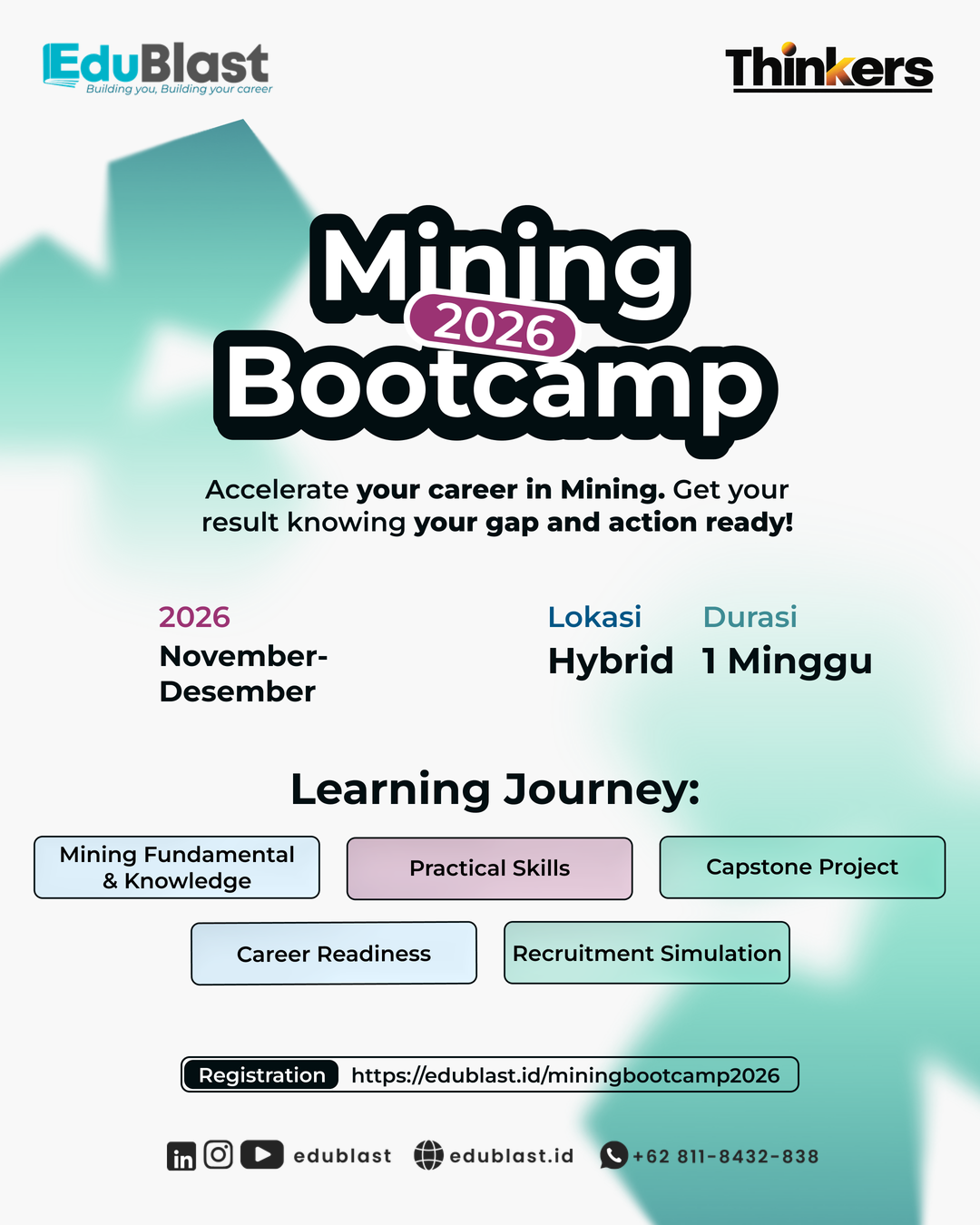 Mining Bootcamp 2026 Official Poster featuring EduBlast and Thinkers