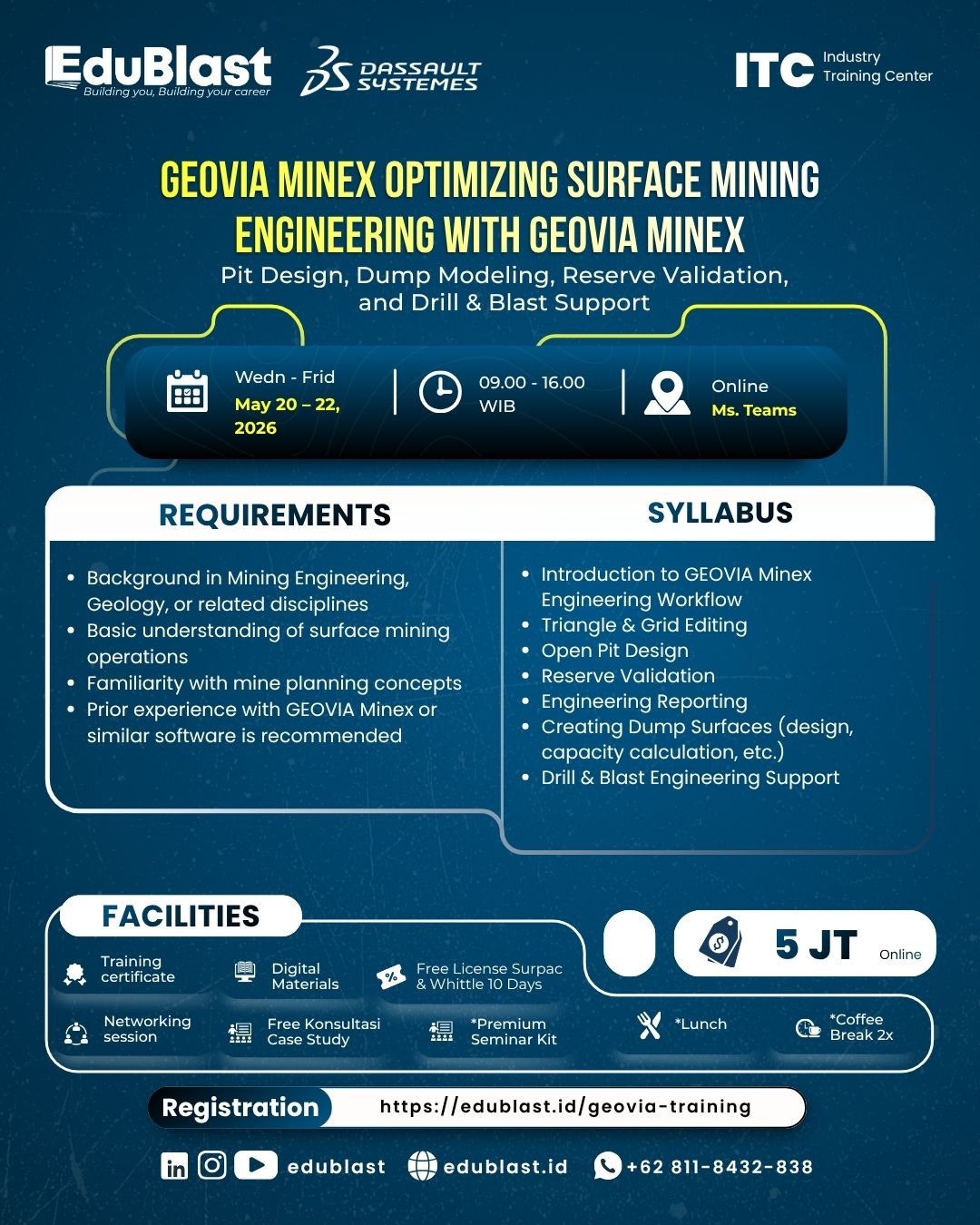 Geovia Minex Optimizing Surface Mining Engineering With Geovia Minex Pit Design Dump Modeling Reserve Validation and Drill Blast Support