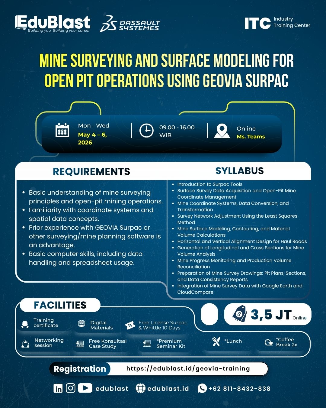 Mine Surveying and Surface Modeling for Open Pit Operations Using Geovia Surpac