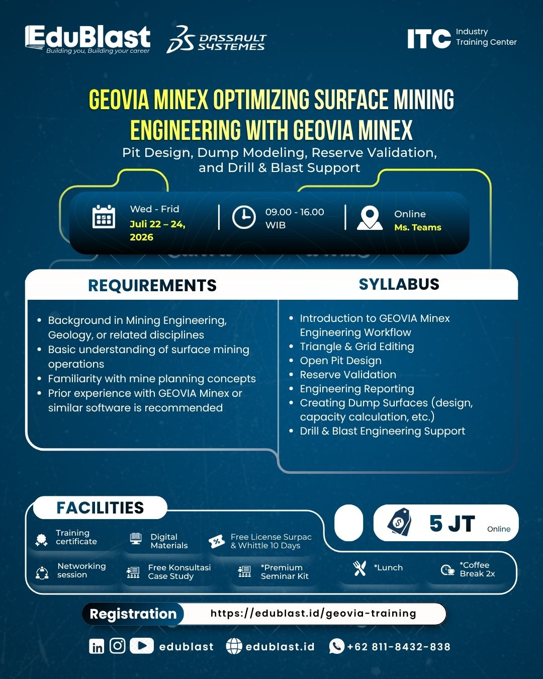 Geovia Minex Optimizing Surface Mining Engineering With Geovia Minex Pit Design Dump Modeling Reserve Validation and Drill Blast Support