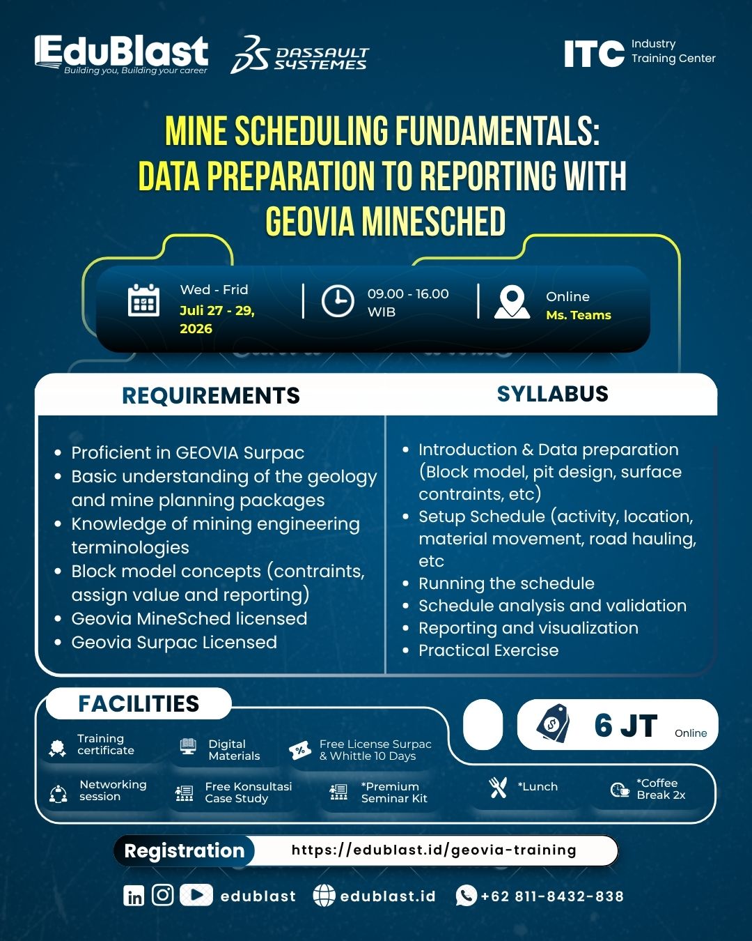 Professional Training for Mine Scheduling Fundamentals Data Preparation to Reporting with GEOVIA Minesched by Edublast