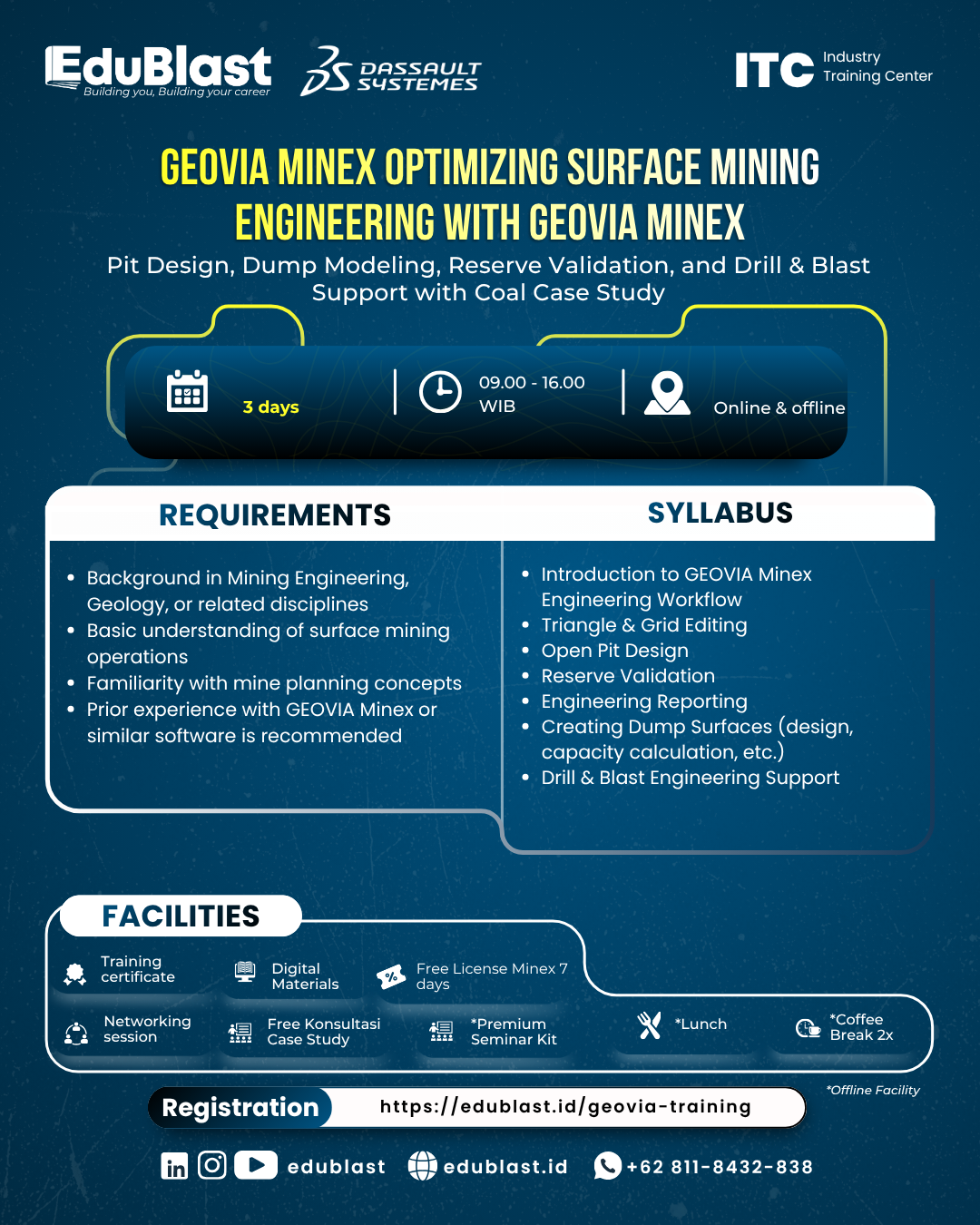 Geovia Minex Optimizing Surface Mining Engineering With Geovia Minex Pit Design Dump Modeling Reserve Validation and Drill Blast Support