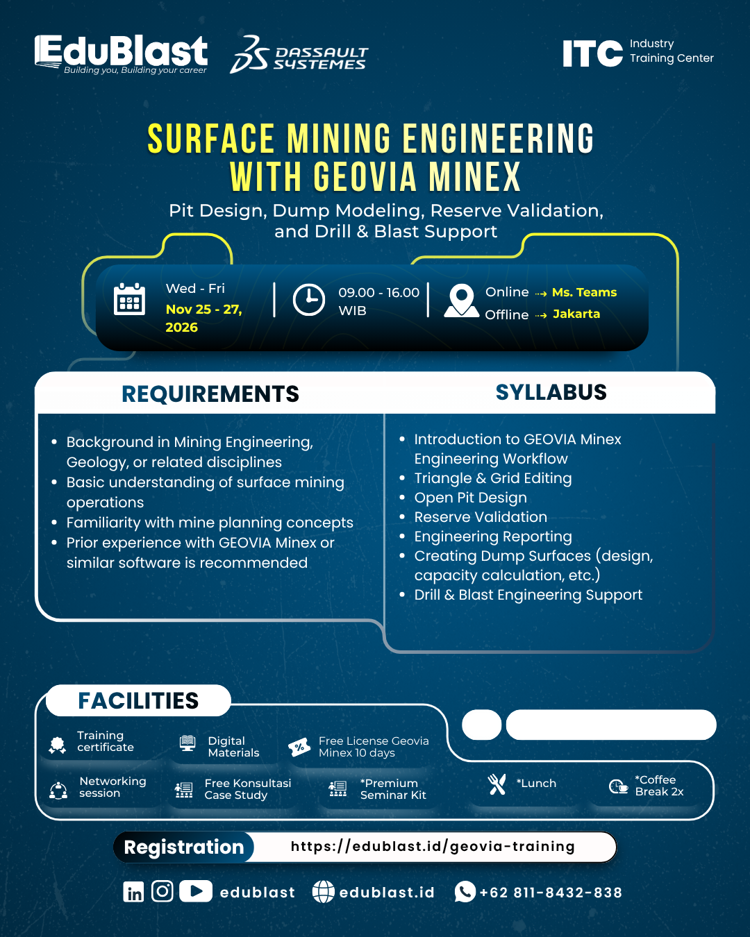 Geovia Minex Optimizing Surface Mining Engineering With Geovia Minex Pit Design Dump Modeling Reserve Validation and Drill Blast Support