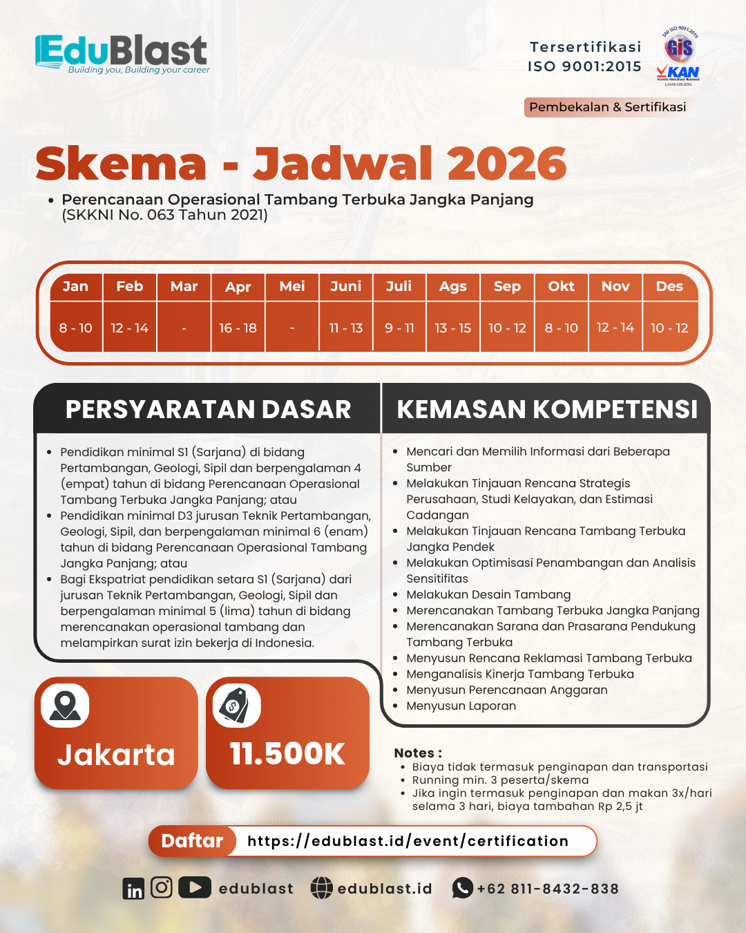 Pembekalan dan Sertifikasi Perencanaan Operasional Tambang Terbuka Jangka Panjang