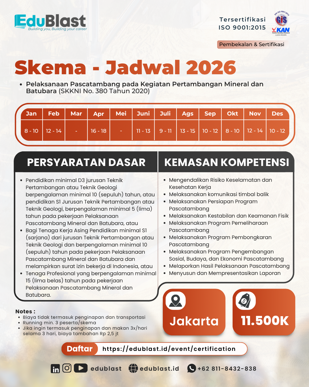 Pembekalan dan Sertifikasi Pelaksanaan Pascatambang Pada Kegiatan Pertambangan Mineral dan Batubara
