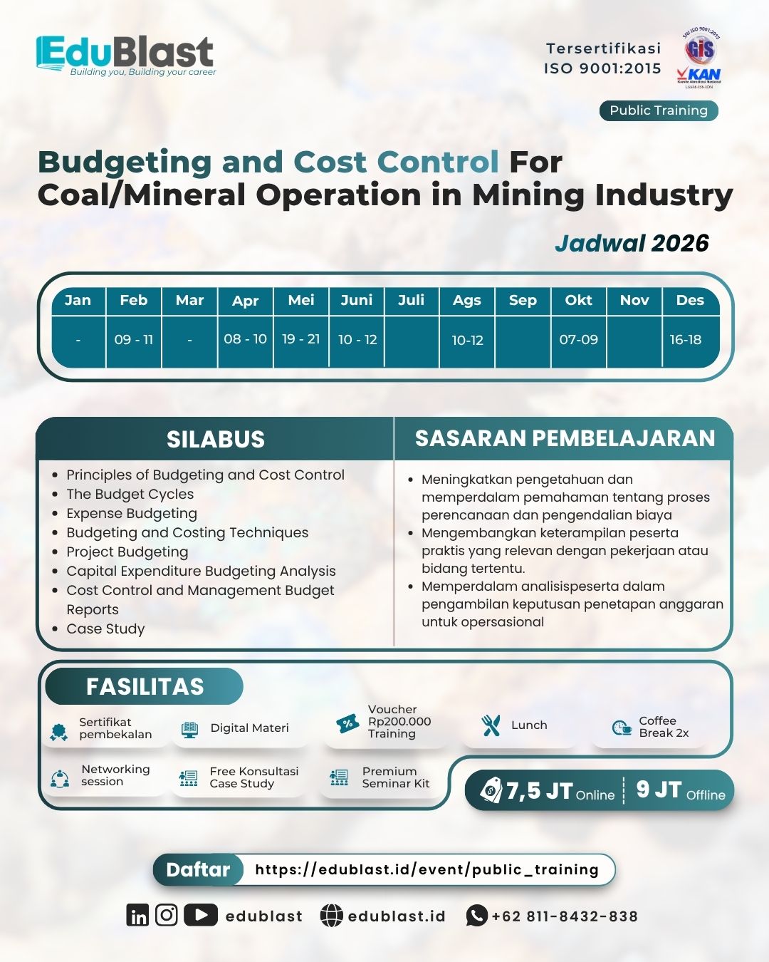Budgeting and Cost Control for Coal/Mineral Operation in Mining Industry